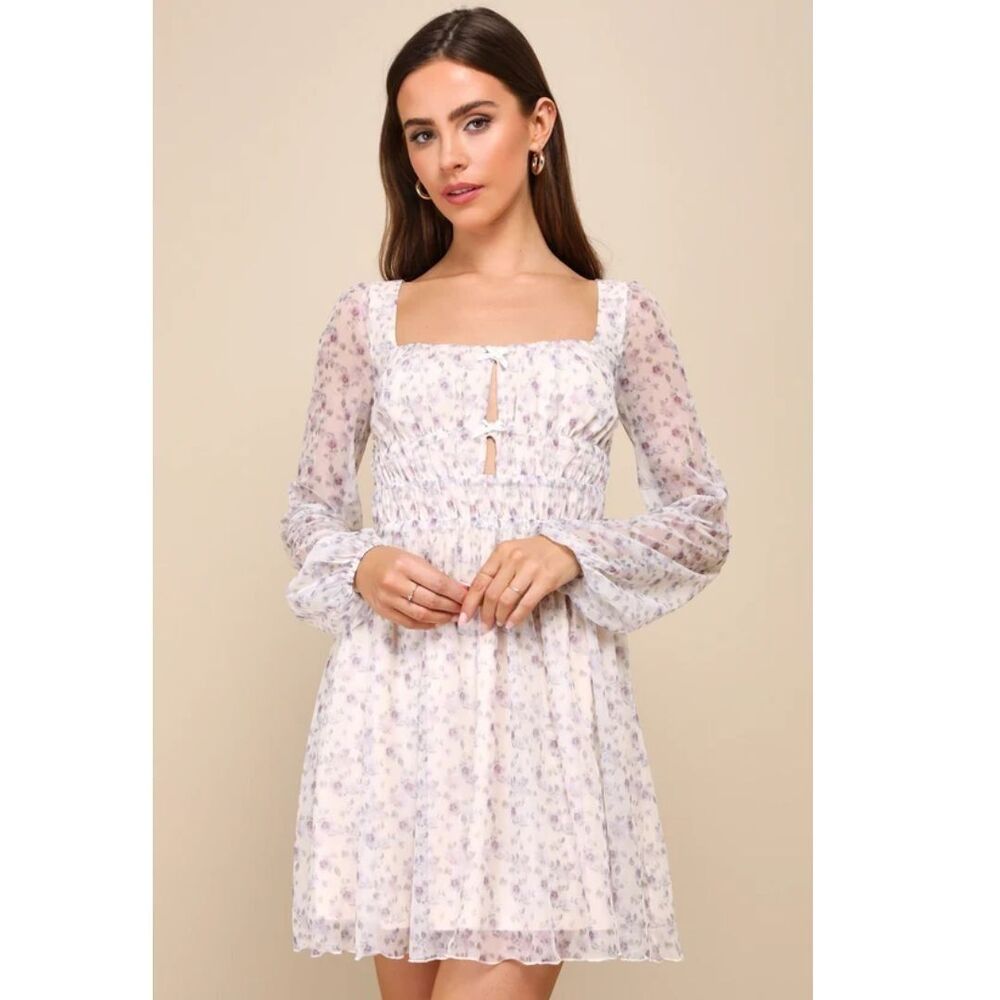 Lulus Floral Mesh Darling Crush Mini Dress Size Medium New
